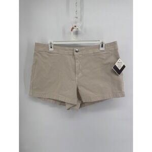 Coastal Casual High-Rise Smart Shorts Khaki Beige Stretch Twill Size 18 NWT